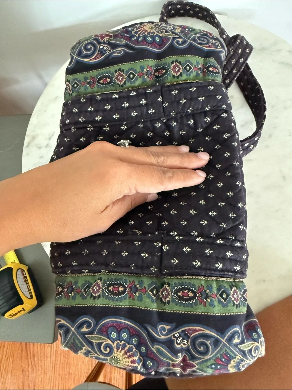 Rare VTG Vera Bradley INDIANA 1990 Black Iconic Small Duffle Purse Made USA